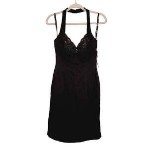 New Niki black beaded lace halter mini dress size 8 Y2K Whimsigoth HOCO Party